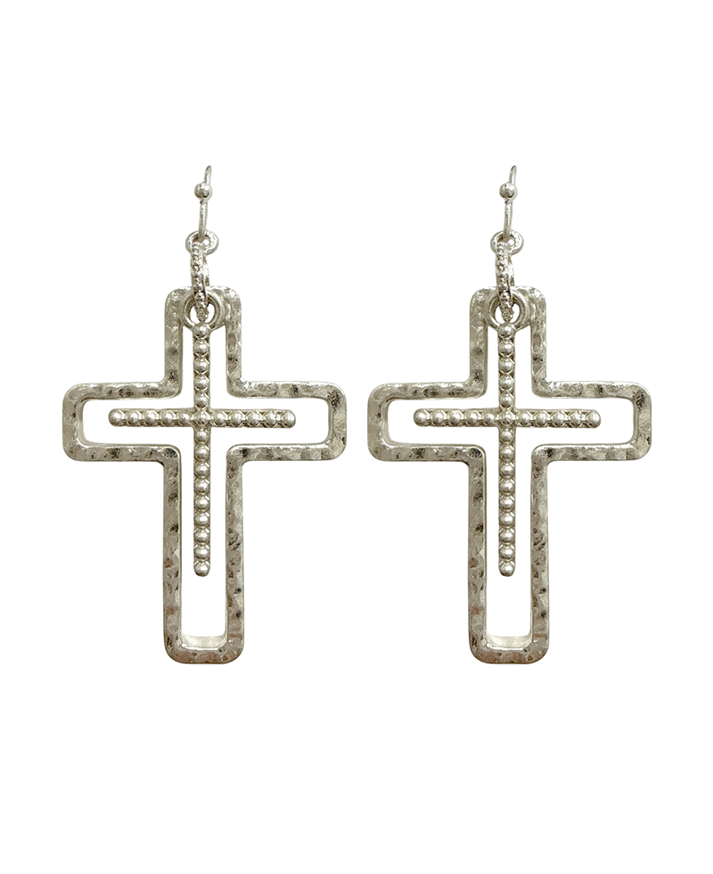 Double Cross Metal Earring