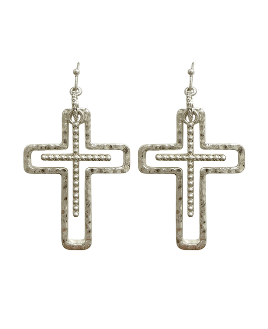 Double Cross Metal Earring