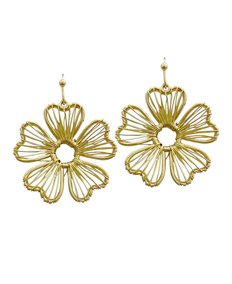 Flower Wire Drop Earring