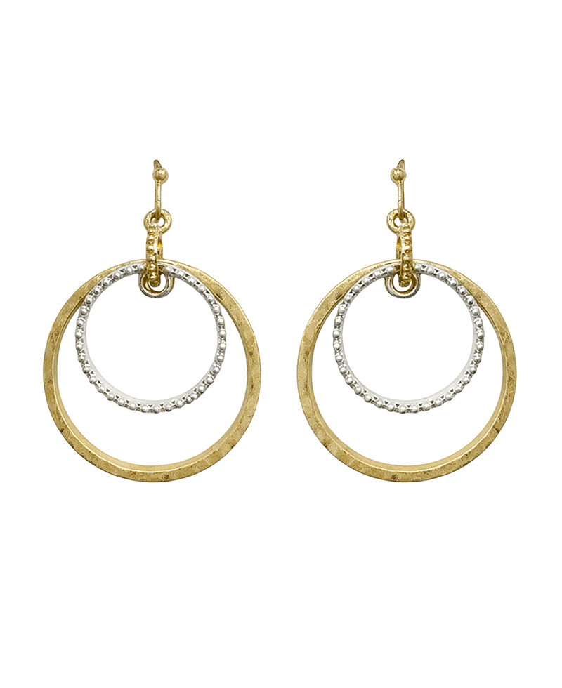 Textured Double Hoop Drop Earring