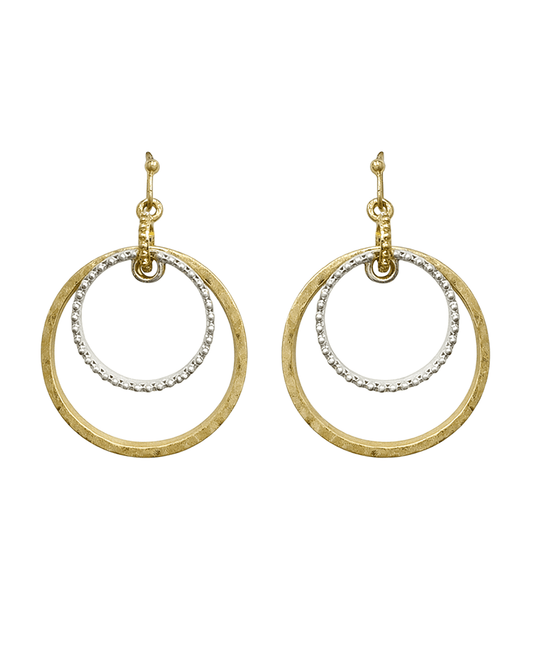 Textured Double Hoop Drop Earring