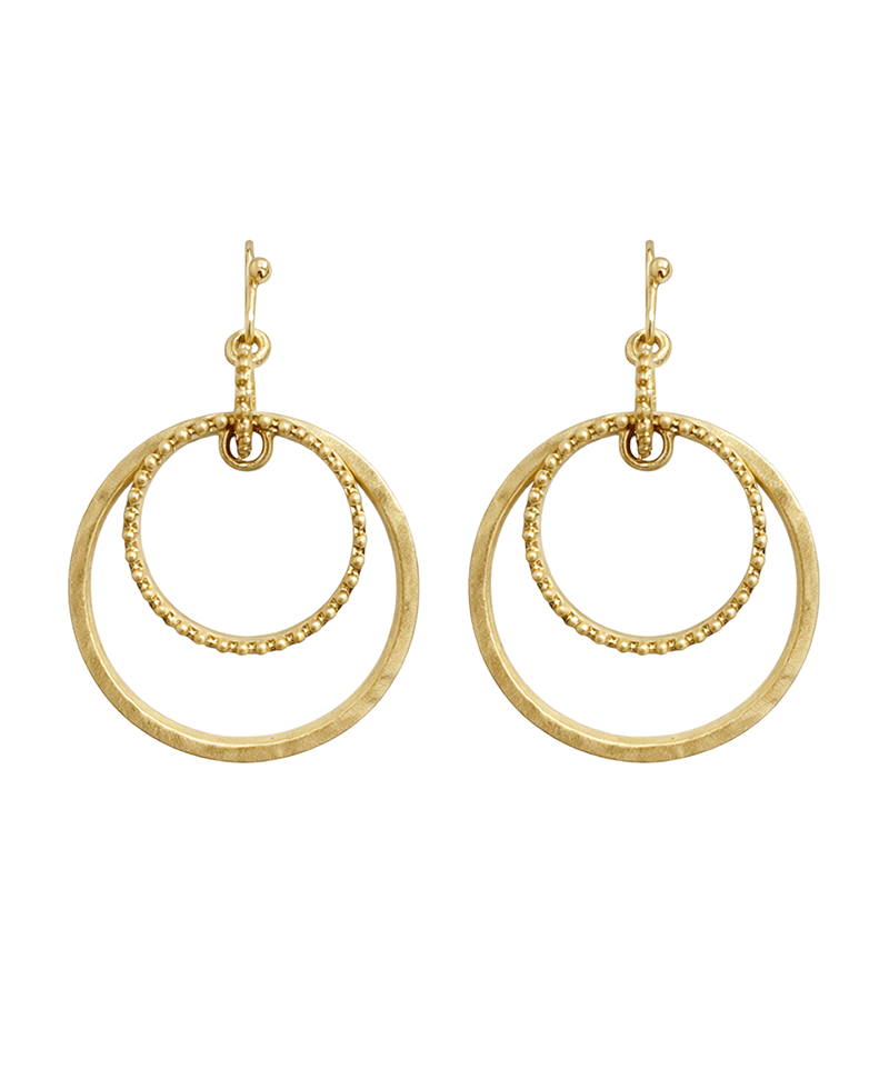 Textured Double Hoop Drop Earring