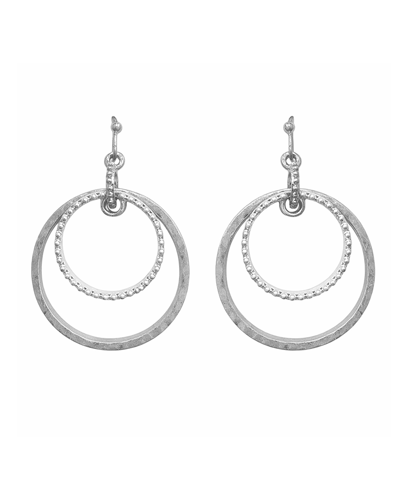 Textured Double Hoop Drop Earring
