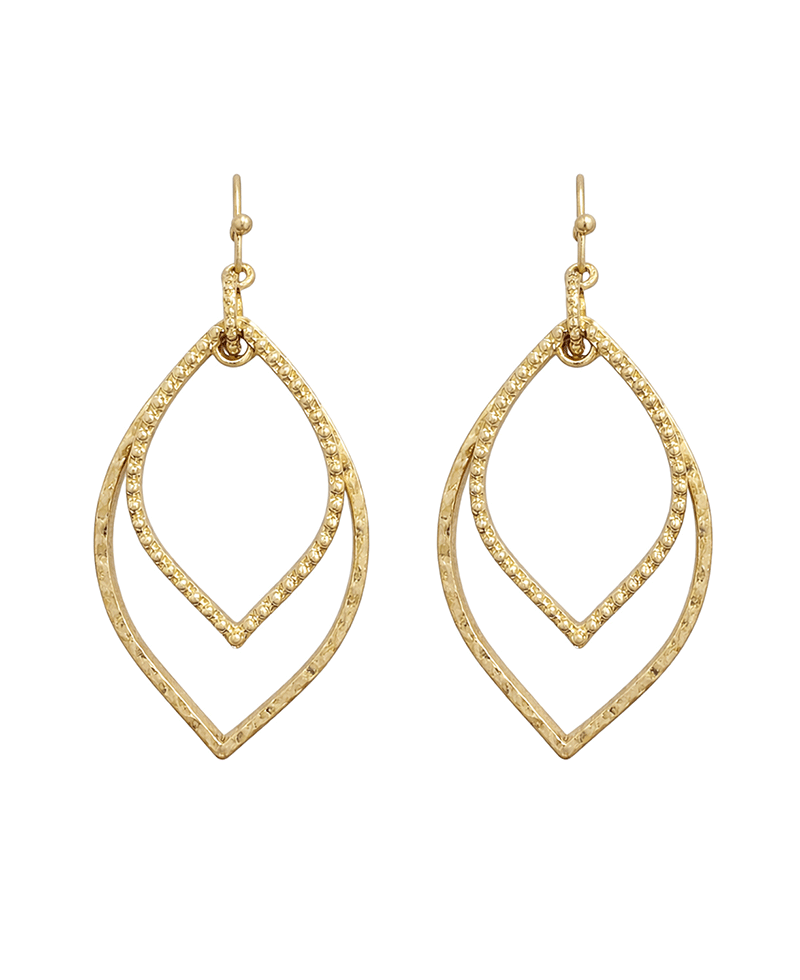 Textured Double Teardrop Drop Earring