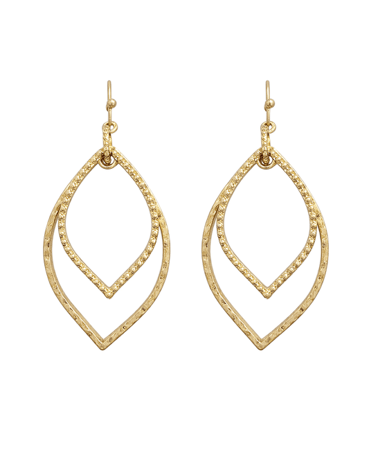 Textured Double Teardrop Drop Earring