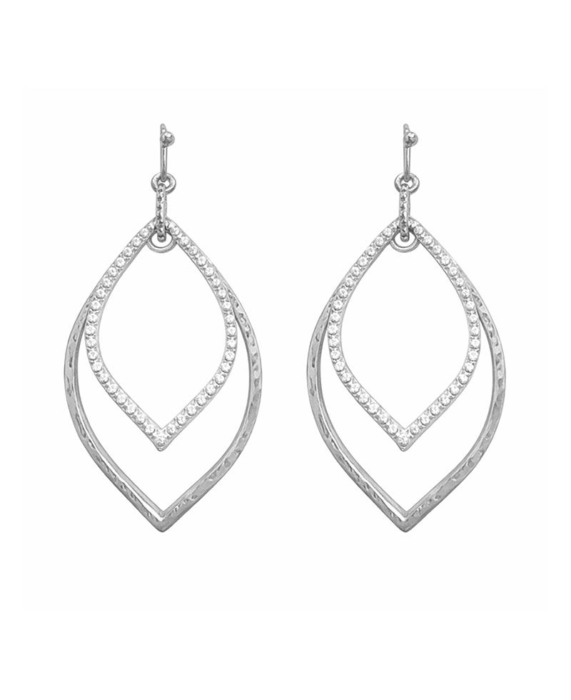 Textured Double Teardrop Drop Earring
