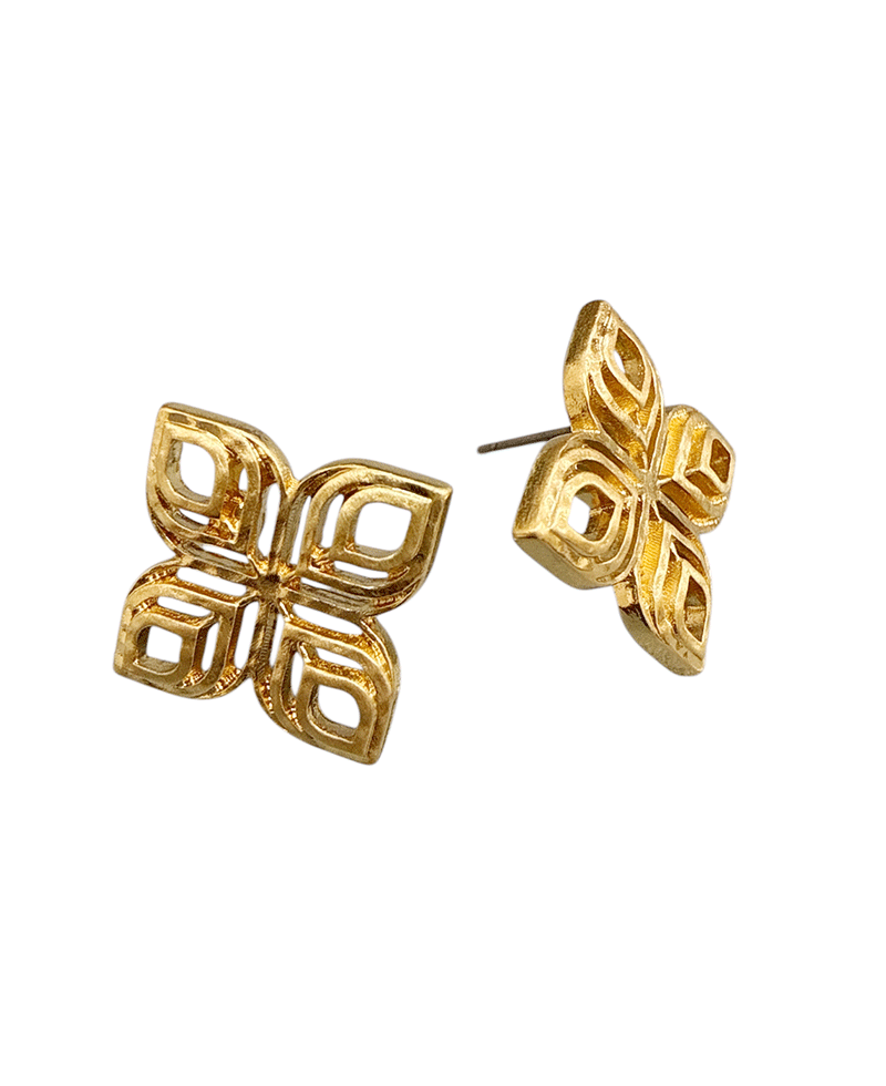 Four Petal Flower Design Post Earring