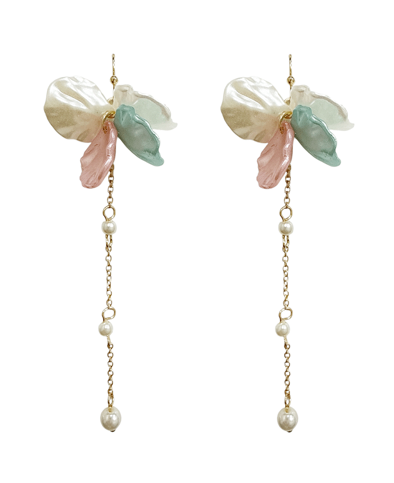 Floral Petals w/ Chain Dangle Earring