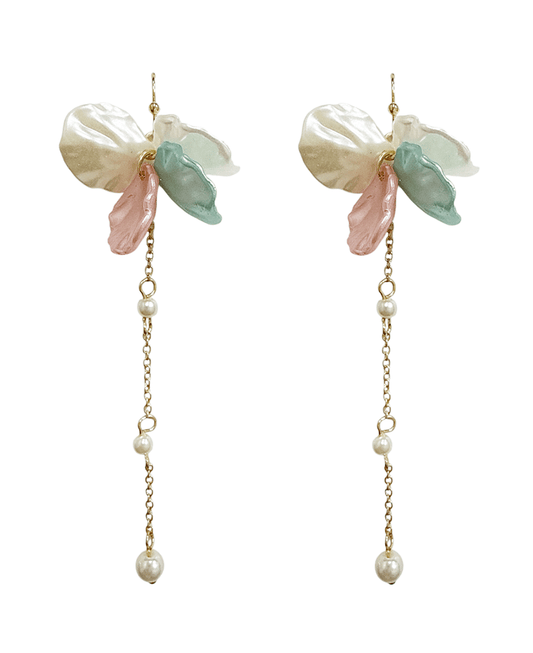 Floral Petals w/ Chain Dangle Earring