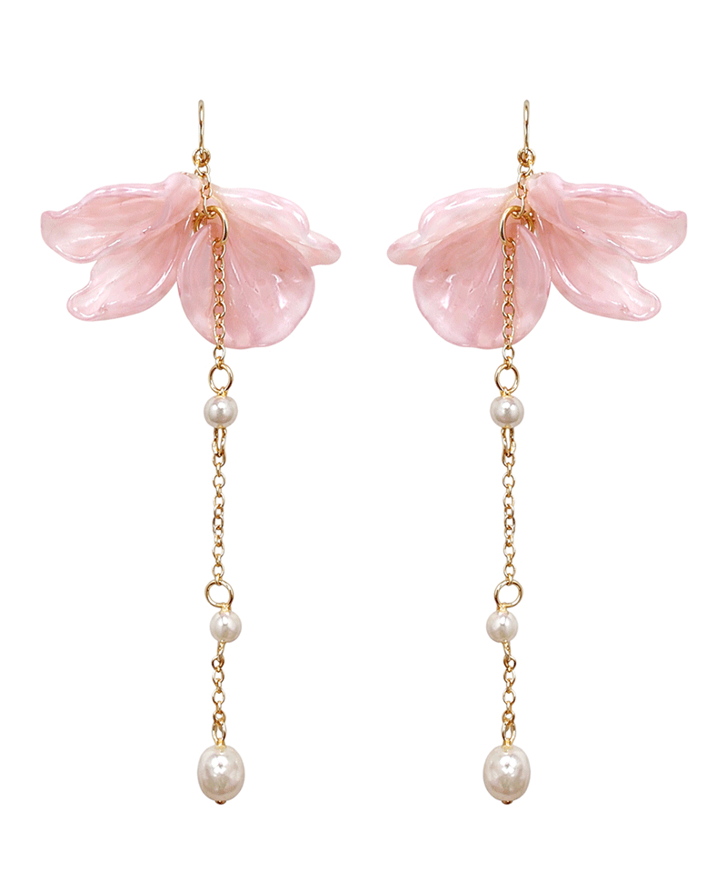 Floral Petals w/ Chain Dangle Earring