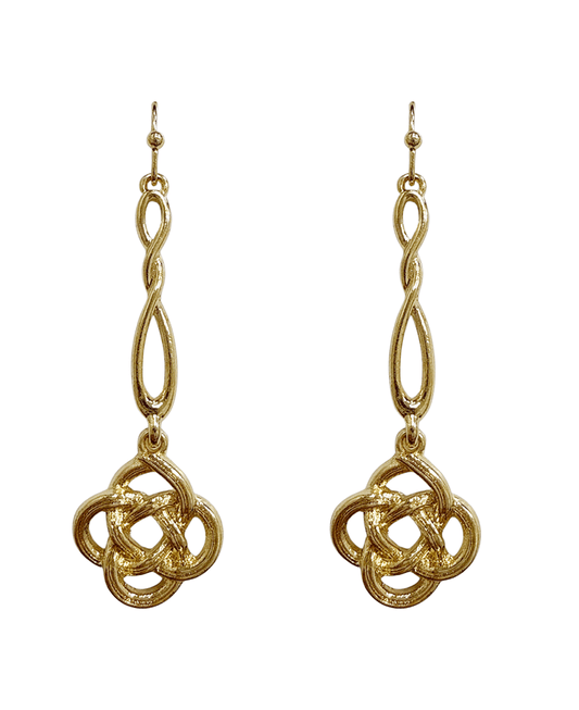 Knot Pattern Double Drop Dangle Earring