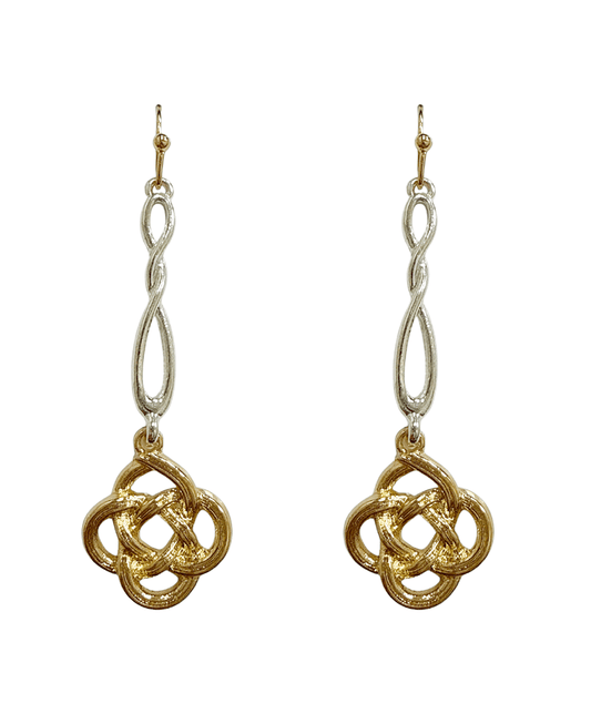 Knot Pattern Double Drop Dangle Earring