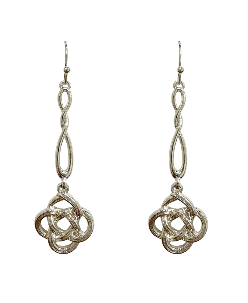 Knot Pattern Double Drop Dangle Earring