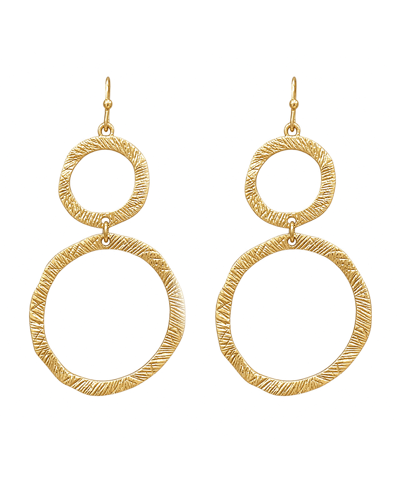 Hammered Open Circle Drop Earring