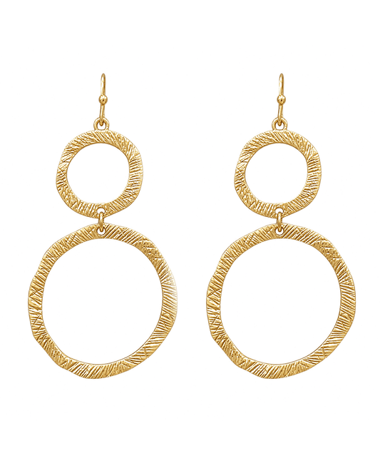 Hammered Open Circle Drop Earring