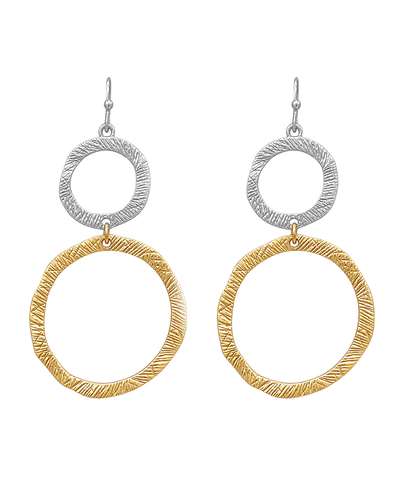 Hammered Open Circle Drop Earring