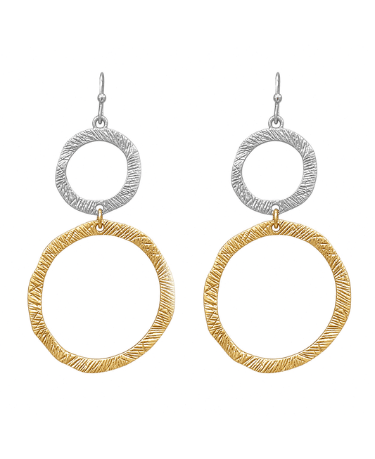 Hammered Open Circle Drop Earring