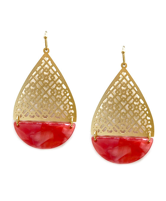 Metal & Acrylic Teardrop Earring