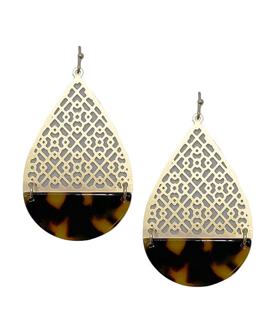 Metal & Acrylic Teardrop Earring