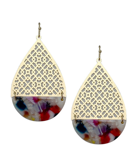 Metal & Acrylic Teardrop Earring