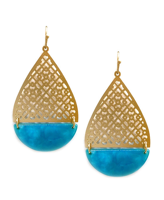 Metal & Acrylic Teardrop Earring