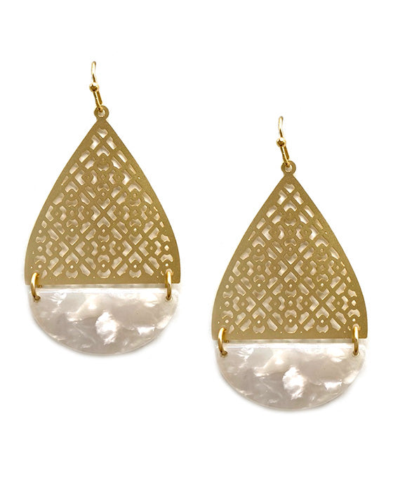 Metal & Acrylic Teardrop Earring