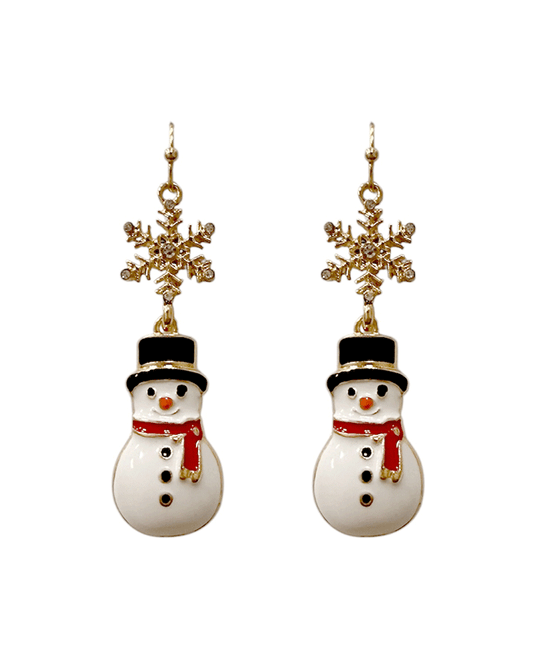 Christmas Snowflake & Snowman Drop Earring