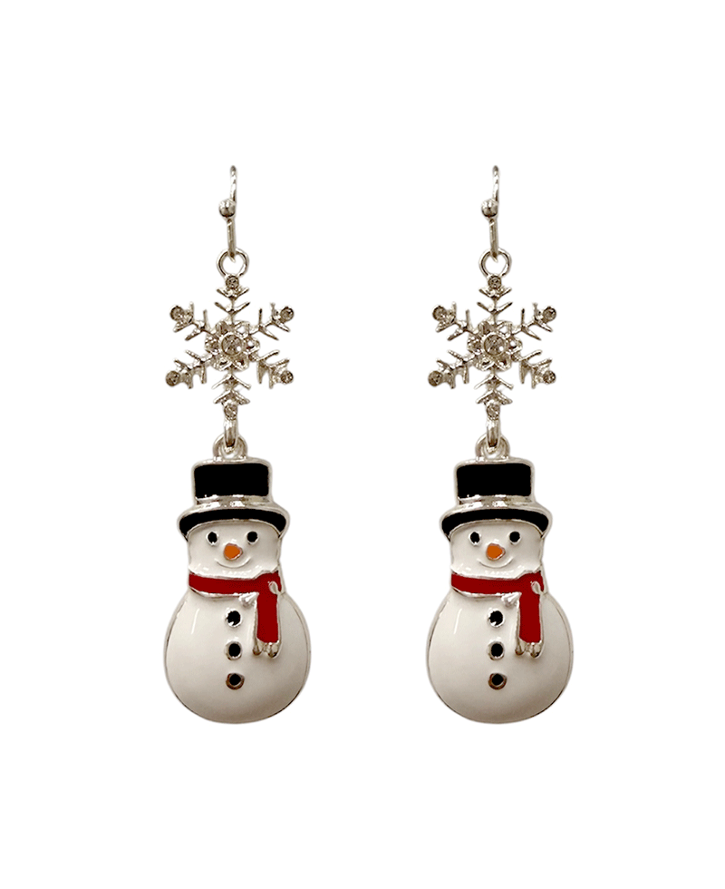 Christmas Snowflake & Snowman Drop Earring