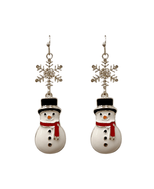 Christmas Snowflake & Snowman Drop Earring