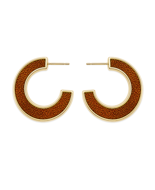 Textured Leather Inlay Hoop Earring
