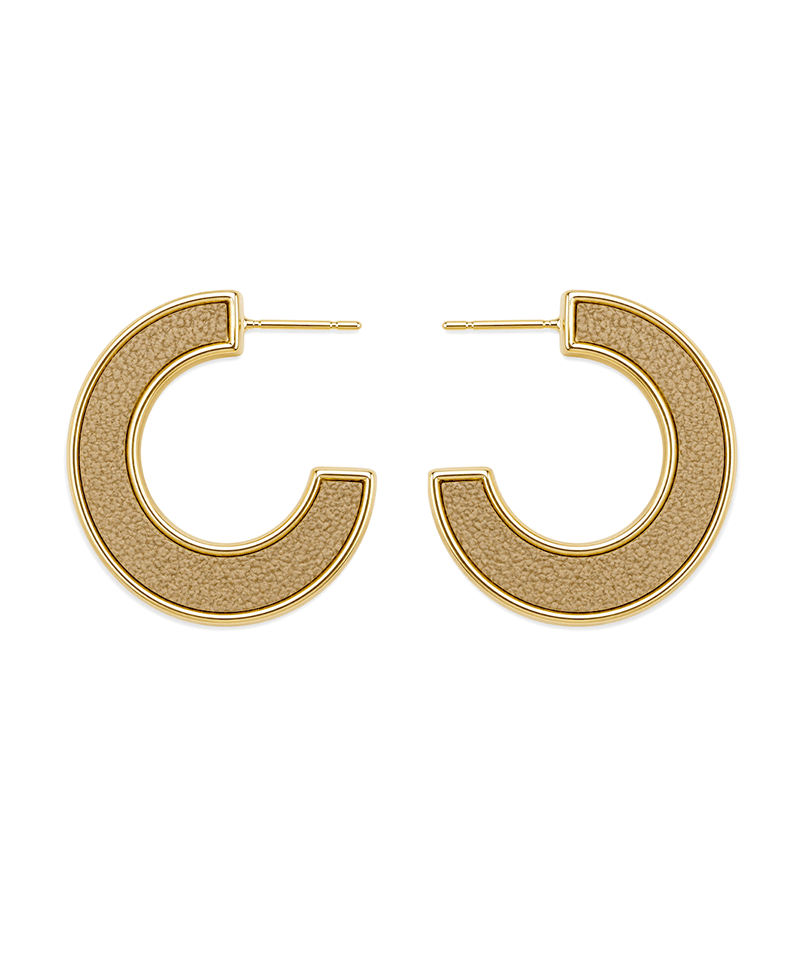 Textured Leather Inlay Hoop Earring