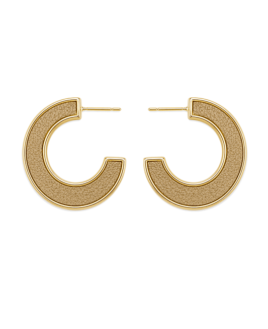 Textured Leather Inlay Hoop Earring