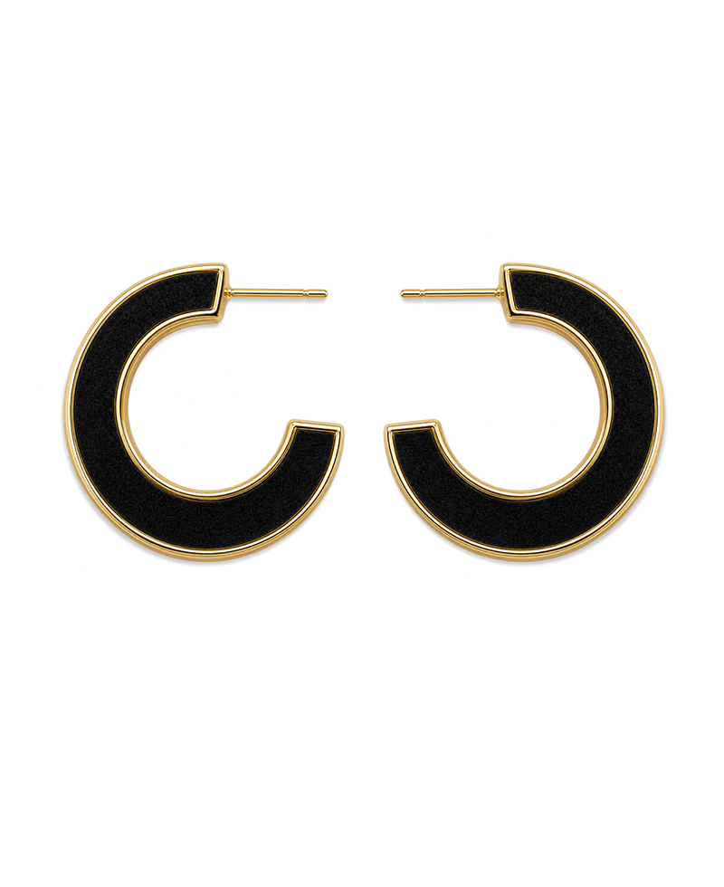 Textured Leather Inlay Hoop Earring