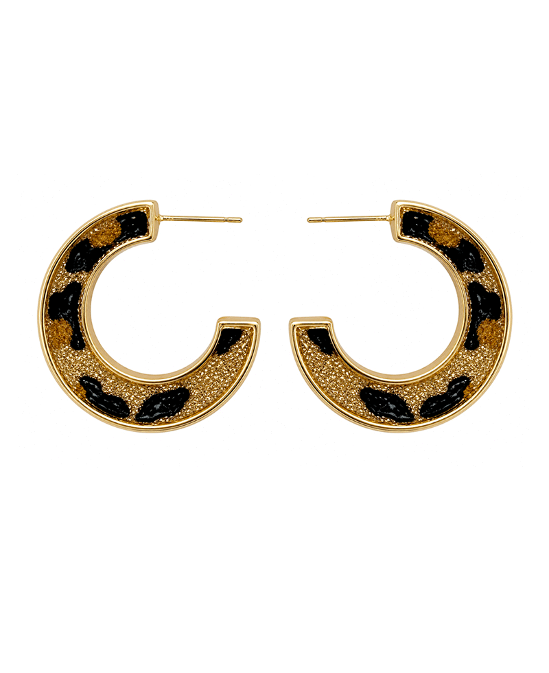 Textured Leather Inlay Hoop Earring