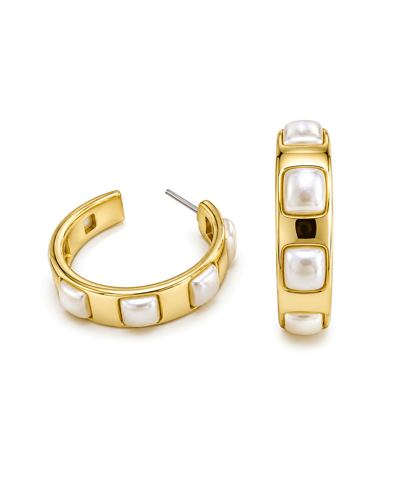 Pearl Inlay Hoop Earring