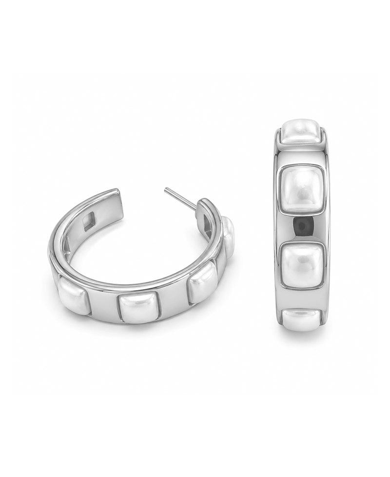 Pearl Inlay Hoop Earring