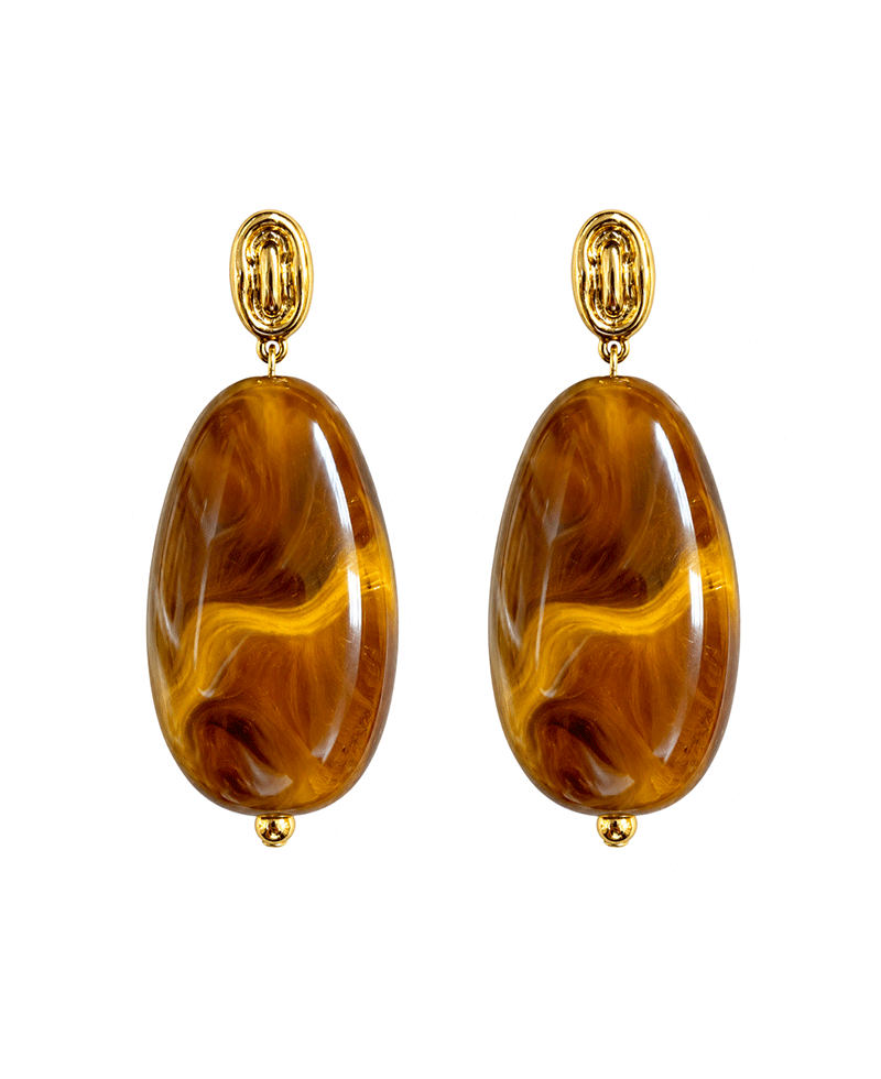 Marbled Resin Oval Earring