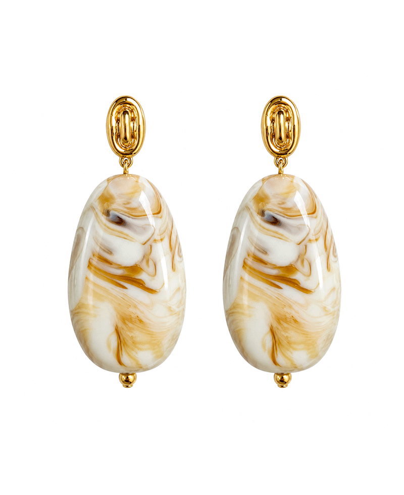 Marbled Resin Oval Earring