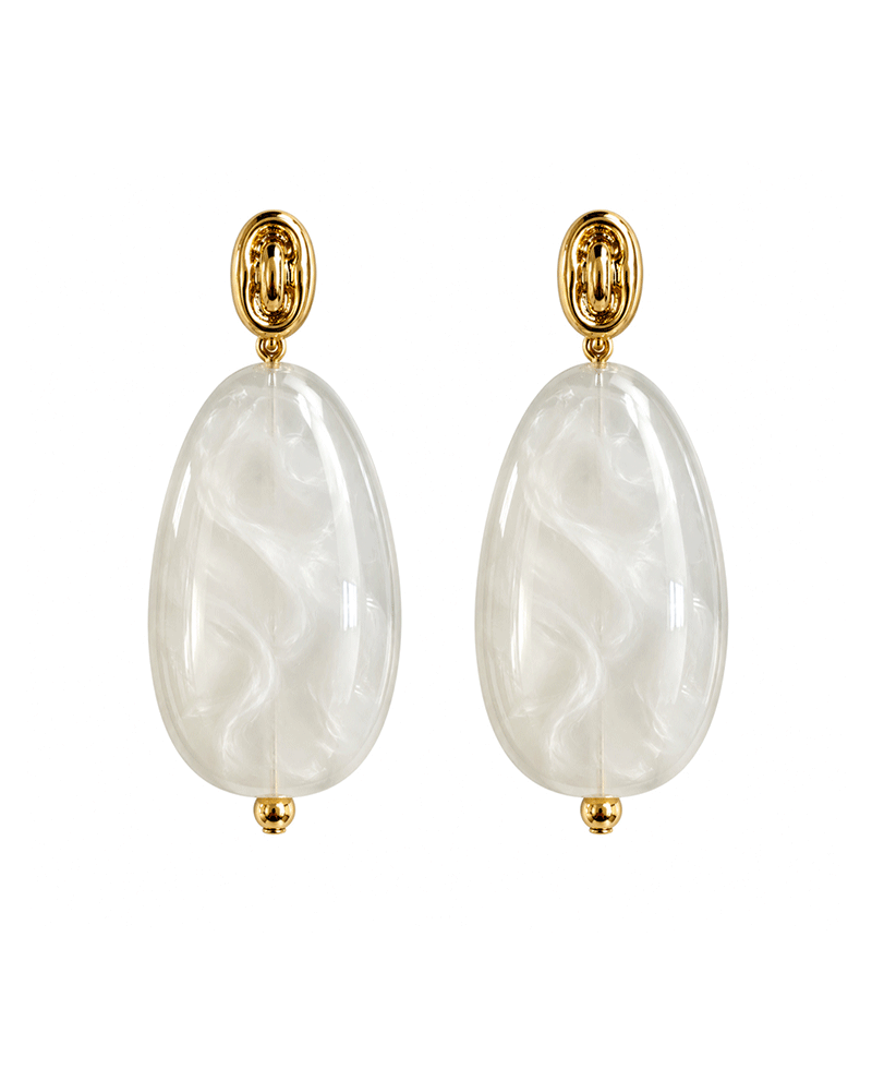Marbled Resin Oval Earring