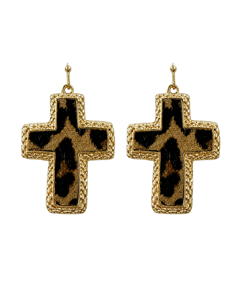 Vegan Leather Cross Earring