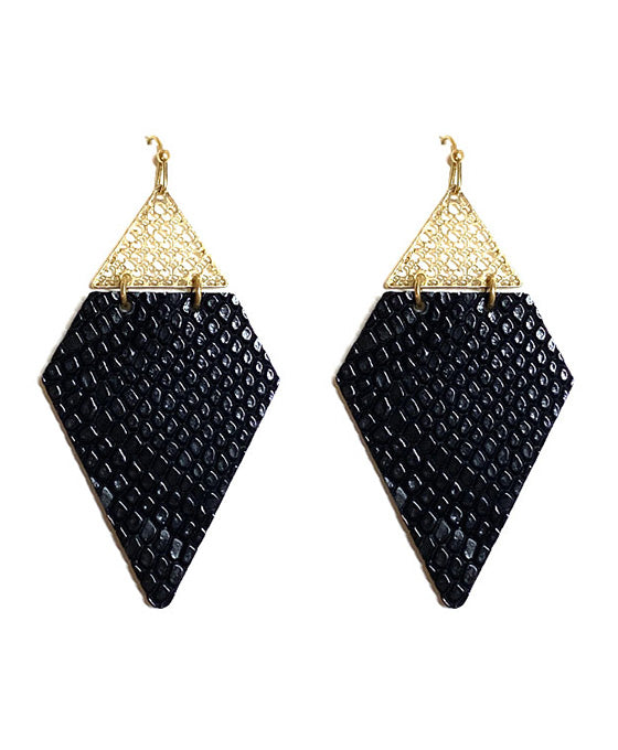 Animal Print Leather & Meal Earring