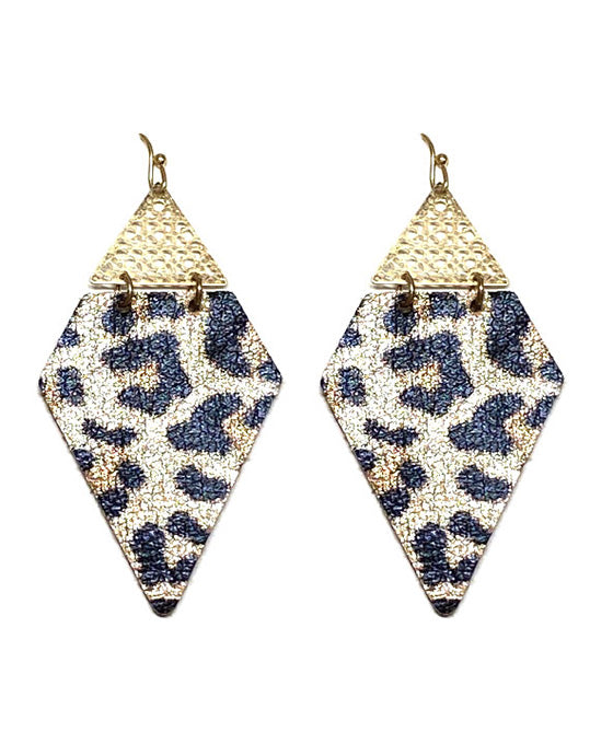 Animal Print Leather & Meal Earring