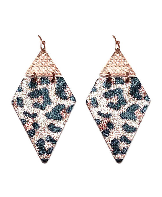 Animal Print Leather & Meal Earring