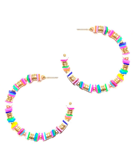 Multi Bead Hoop Earring