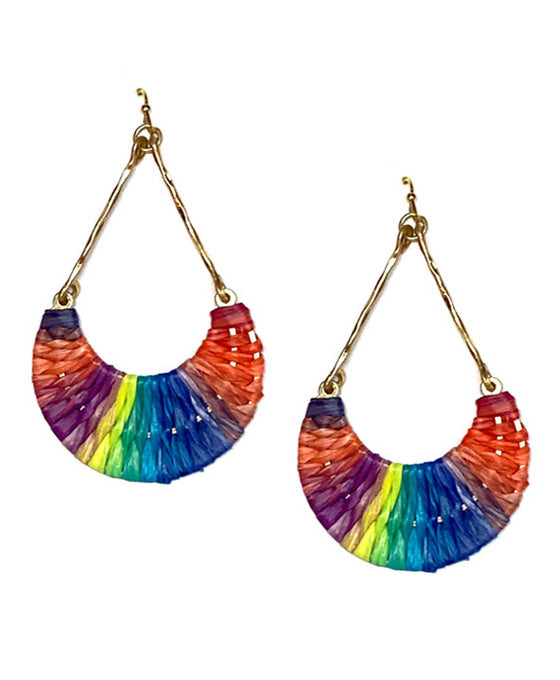 Raffia w/ Metal Earring