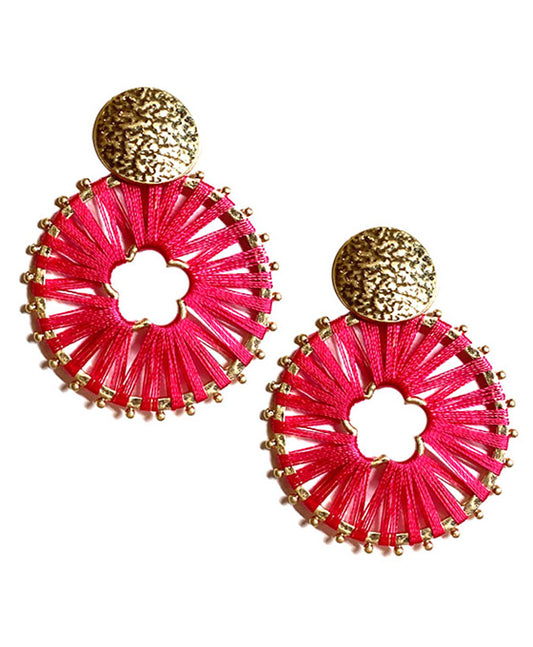 Wrapped Metal Round Post Earring