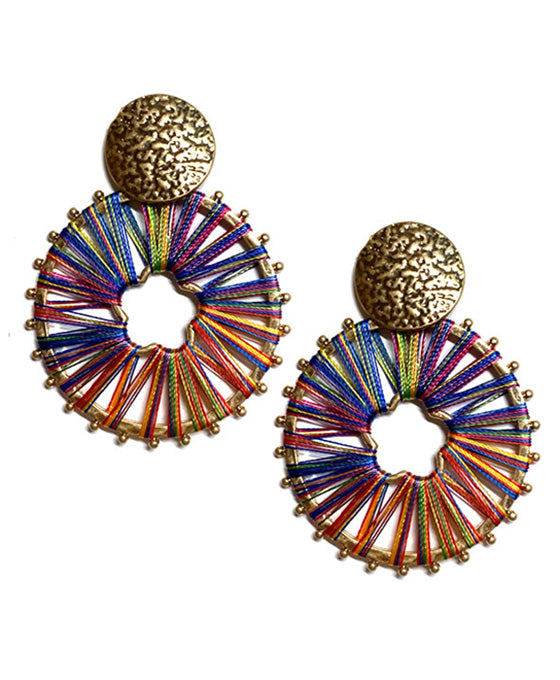 Wrapped Metal Round Post Earring