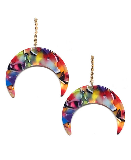 Crescent Moon Acetate Post Earring