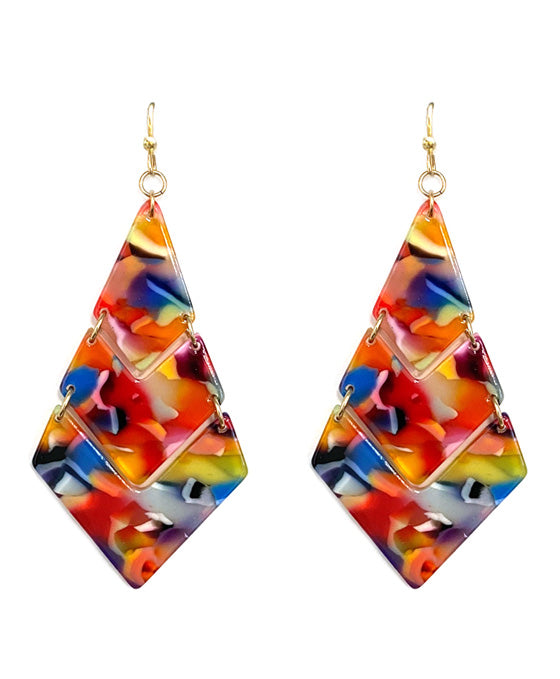 Linked Diamond Shape Acrylic Earring