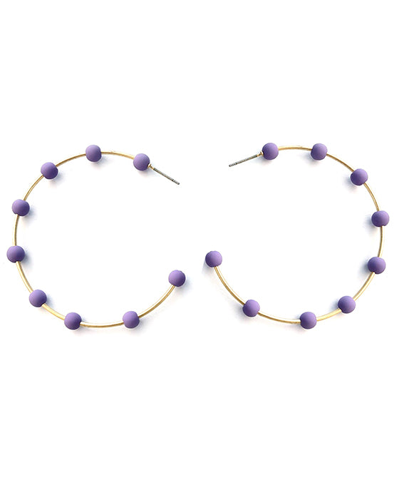 Beaded Metal Hoop Earring